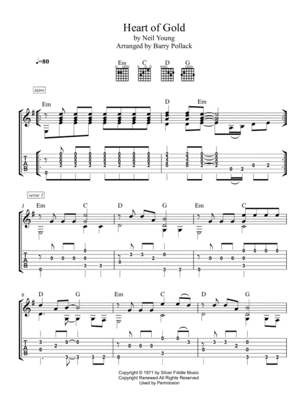 Free Sheet Music Heart Of Gold