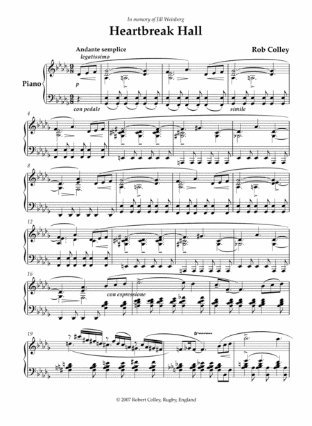 Free Sheet Music Heartbreak Hall