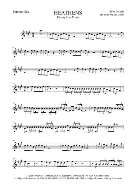 Heathens For Soprano Sax Sheet Music