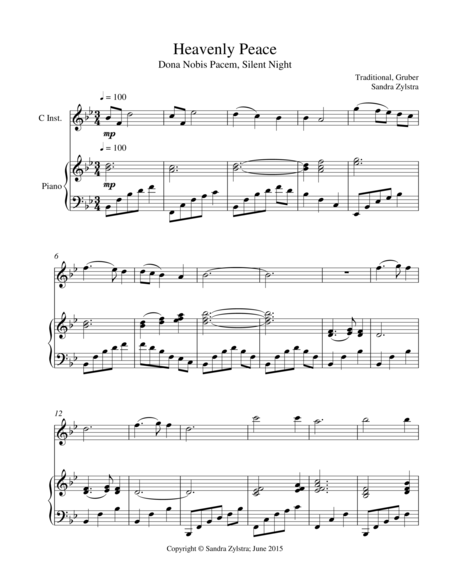 Heavenly Peace Treble C Instrument Solo Sheet Music