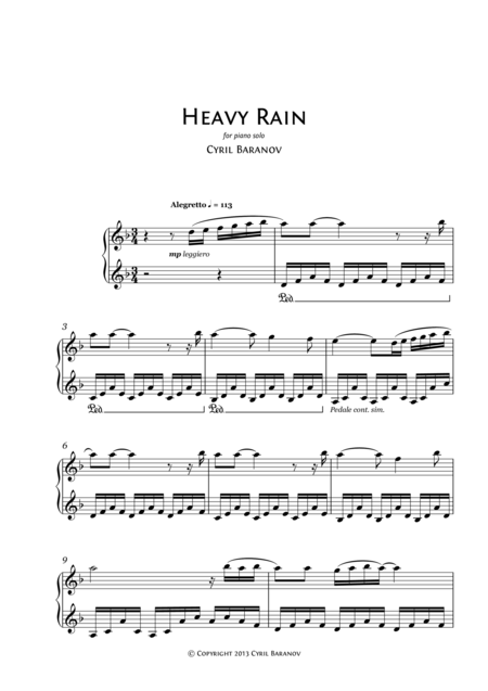 Free Sheet Music Heavy Rain