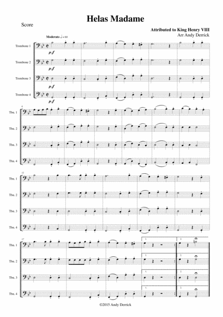 Helas Madame For Trombone Quartet Sheet Music