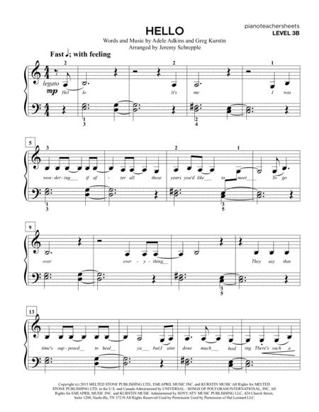 Free Sheet Music Hello 3b