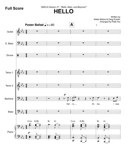 Hello By Adele Conductor Score And Band Parts Sheet Music