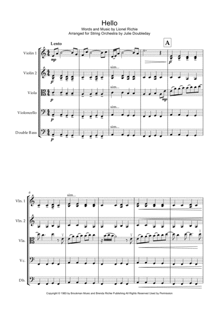 Free Sheet Music Hello For String Orchestra Score And Parts