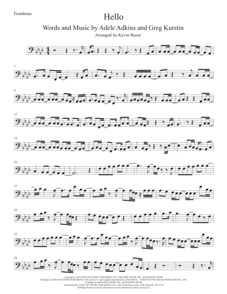 Free Sheet Music Hello Trombone Original Key