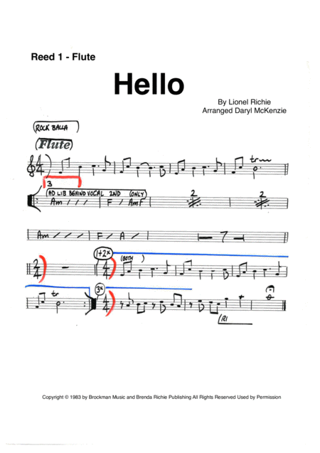 Hello Vocal Or Instrumental With Big Band Key Of Am Sheet Music