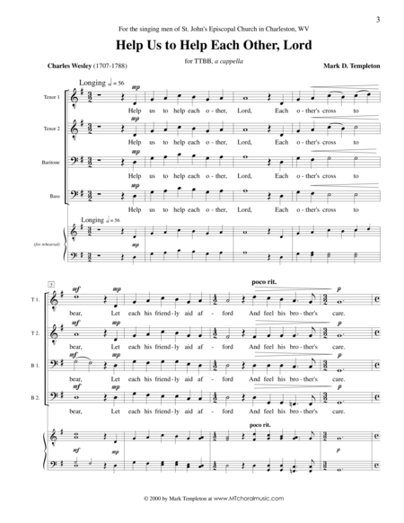 Free Sheet Music Help Us To Help Each Other Lord