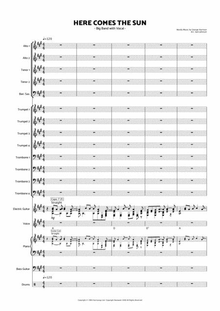 Free Sheet Music Here Comes The Sun Big Band W Vocals