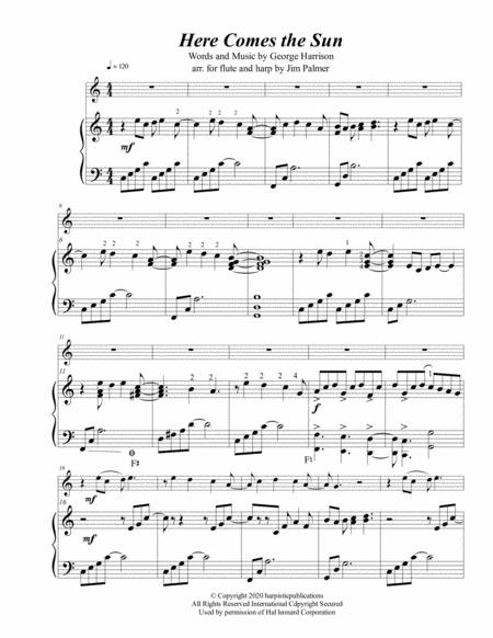 Free Sheet Music Here Comes The Sun For Flute And Harp