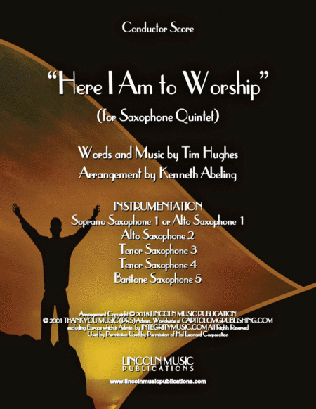 Free Sheet Music Here I Am To Worship For Saxophone Quintet Sattb Or Aattb