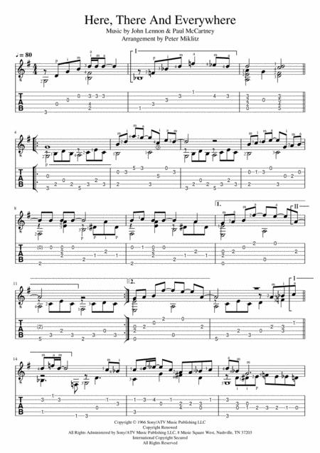 Here There And Everywhere Standard Notation And Tab Sheet Music