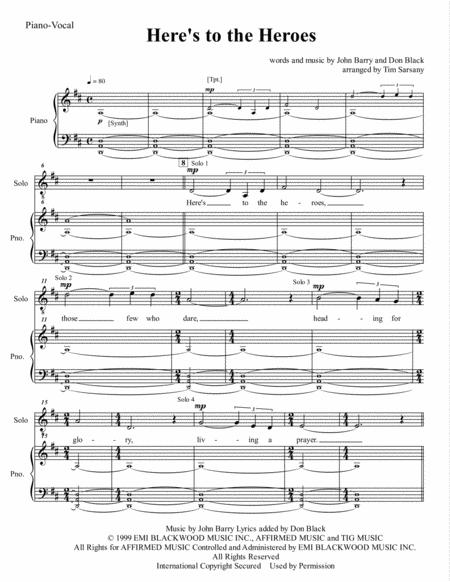 Heres To The Heroes Sheet Music