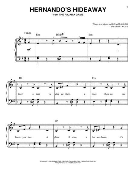 Free Sheet Music Hernandos Hideaway