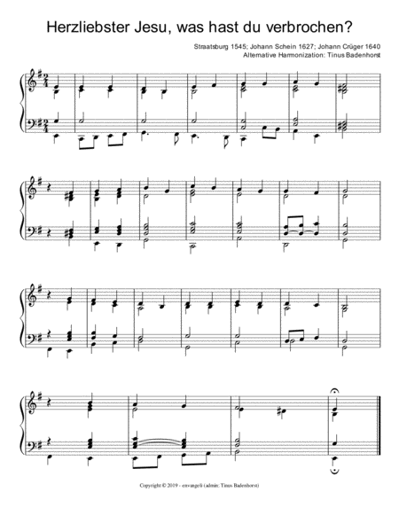 Herzliebster Jesu Was Hast Du Verbrochen Harmonization In E Minor Sheet Music