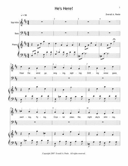 Free Sheet Music Hes Here Choir Version Includes Unlimited License To Copy