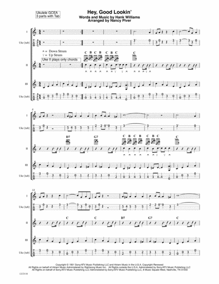 Hey Good Lookin For Ukulele Ensemble Sheet Music