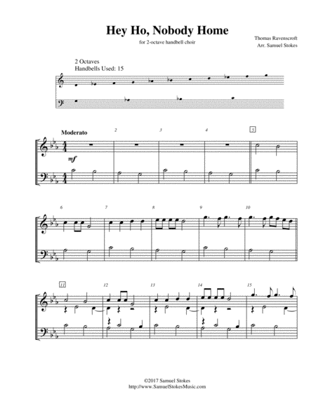 Hey Ho Nobody Home For 2 Octave Handbell Choir Sheet Music