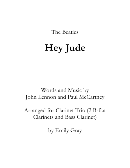 Hey Jude Clarinet Trio Sheet Music