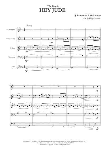 Free Sheet Music Hey Jude For Brass Quintet