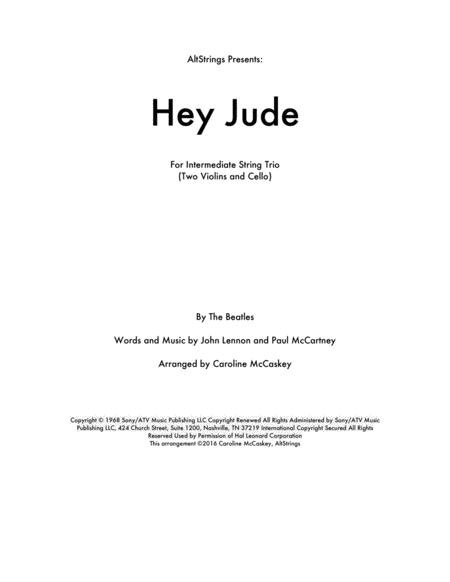 Free Sheet Music Hey Jude String Trio Two Violins And Cello