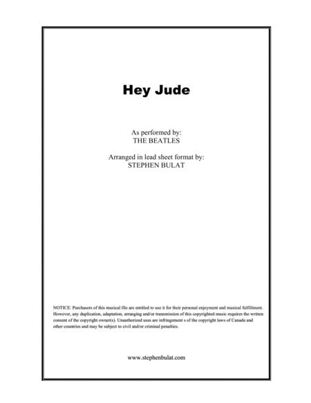 Hey Jude The Beatles Lead Sheet In Original Key Of F Sheet Music