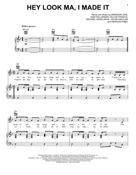 Free Sheet Music Hey Look Ma I Made It