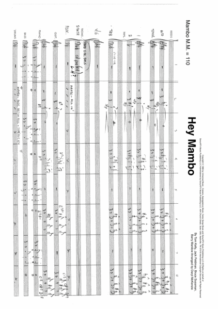 Hey Mambo Female Vocal With Band 5 Horns Key Dm Sheet Music