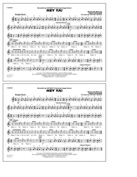 Free Sheet Music Hey Ya Arr Michael Brown F Horn