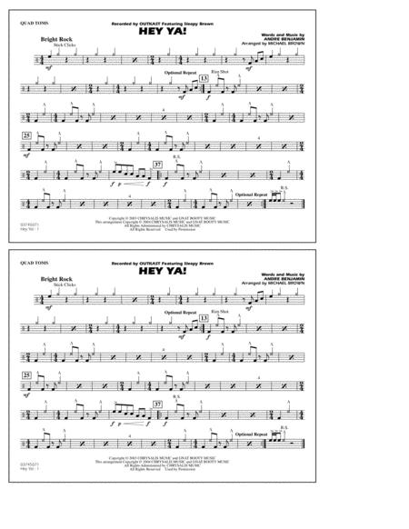 Free Sheet Music Hey Ya Arr Michael Brown Quad Toms