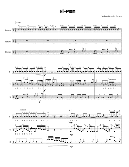 Hi Mom Drumline Cadence Sheet Music