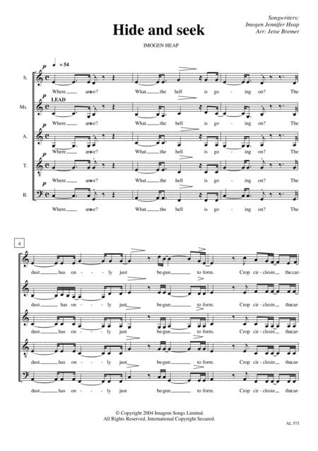 Free Sheet Music Hide And Seek Saatb A Cappella