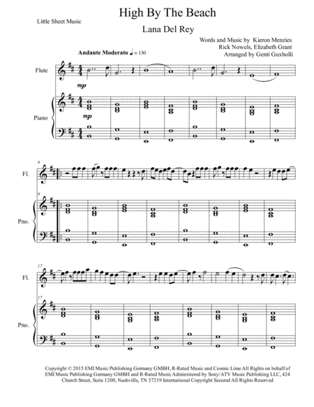 High By The Beach Flute And Piano Sheet Music