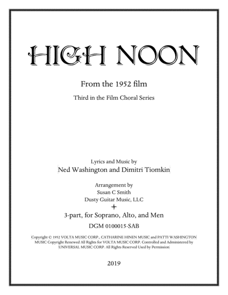 High Noon Do Not Forsake Me Soprano Alto Men Sheet Music