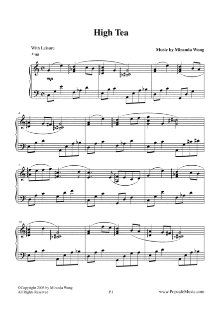 Free Sheet Music High Tea Popular Jazz Piano No 3