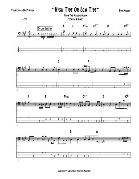 Free Sheet Music High Tide Or Low Tide Bass Guitar Tab