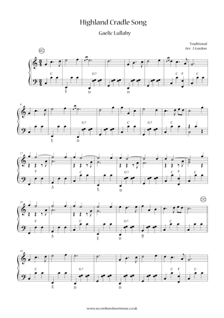 Free Sheet Music Highland Cradle Song