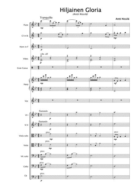 Hiljainen Gloria Version With Orchestra Sheet Music