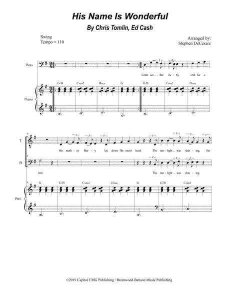 Free Sheet Music His Name Is Wonderful Duet For Tenor And Bass Solo