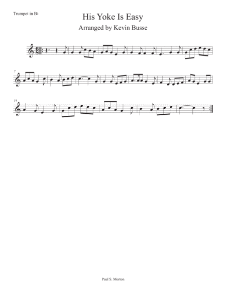 His Yoke Is Easy Easy Key Of C Trumpet Sheet Music