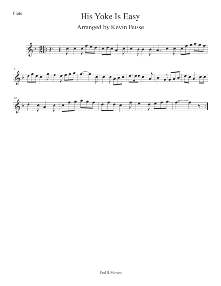 Free Sheet Music His Yoke Is Easy Flute