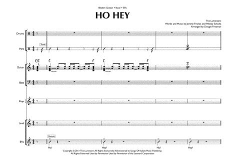 Ho Hey The Lumineers Pop Function Band Arrangement Sheet Music