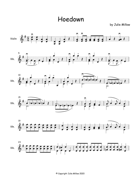 Free Sheet Music Hoedown For Solo Violin