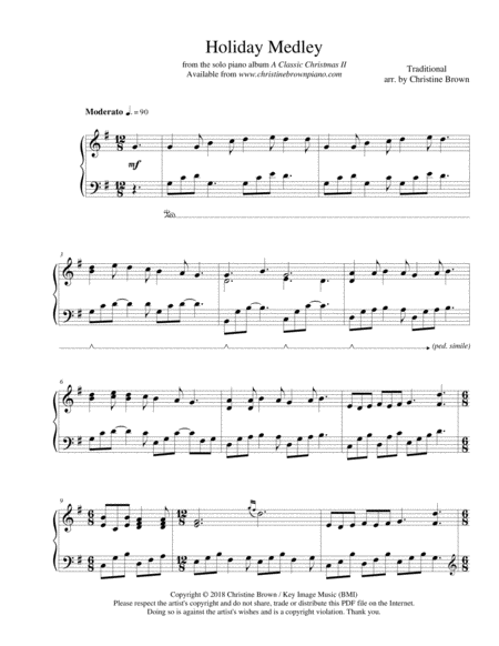 Holiday Medley Piano Solo 2018 Holiday Contest Entry Sheet Music