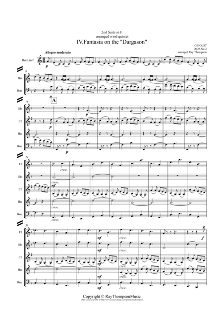 Free Sheet Music Holst 2nd Suite In F Op 28 No 2 Mvt Iv Fantasia On The Dargason Wind Quintet