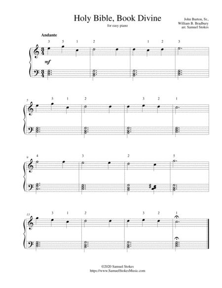 Free Sheet Music Holy Bible Book Divine For Easy Piano