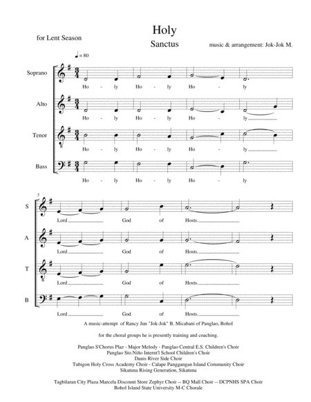 Free Sheet Music Holy Choir