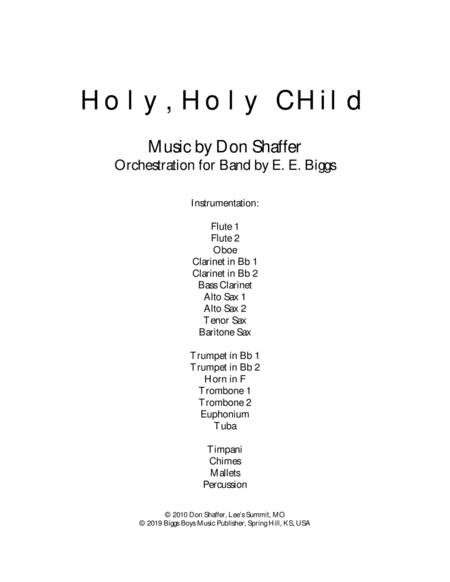 Free Sheet Music Holy Holy Child