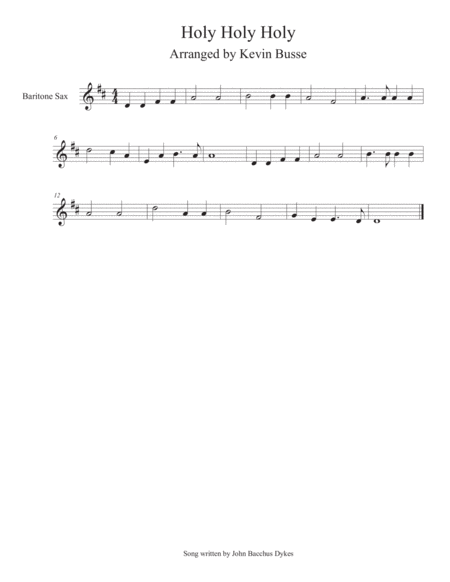 Holy Holy Holy Bari Sax Sheet Music