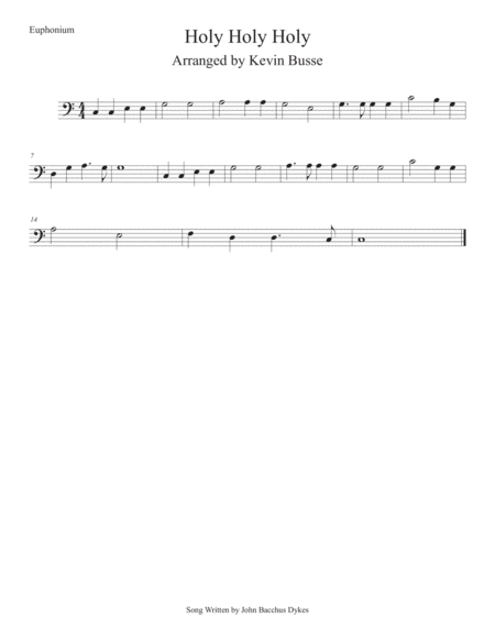 Holy Holy Holy Easy Key Of C Euphonium Sheet Music